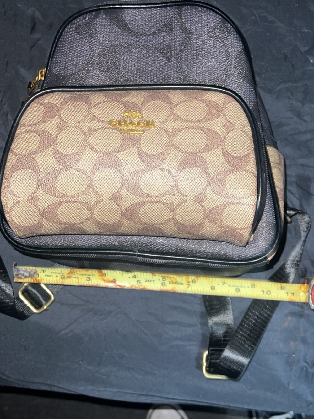 Coach Brown Signature Mini Backpack with Black Trim and Gold Hardware - Picture 9 of 9